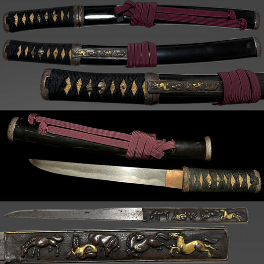 Aikuchi Koshirae TANTO 合口拵短刀, with Horse Kozuka, Edo period mumei