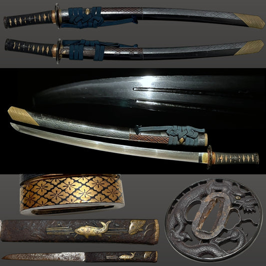 Omeshi-Koshirae お召拵え Wakizashi, Bishuosafune Sukemitsu February 1471 signed, Muromachi period