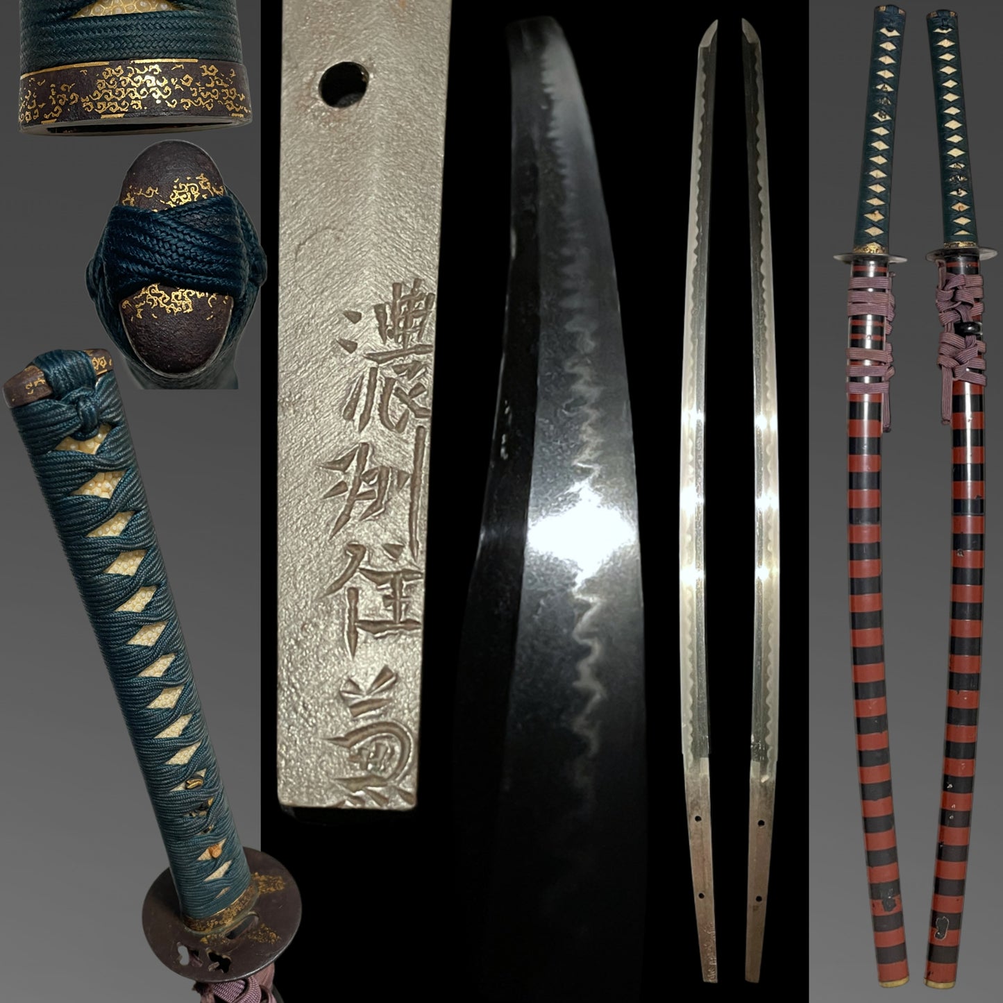 Noshuju Kane 濃州住兼 signed Long KATANA, Fuemakisaya 笛巻鞘, Straight blade, Early Edo period
