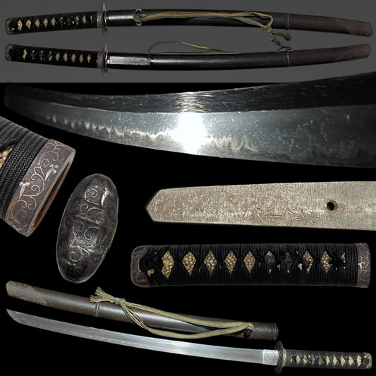 Tadamitsu 忠光 signed Long Wakizashi, Heavy blade, Large Kojiri, Edo period