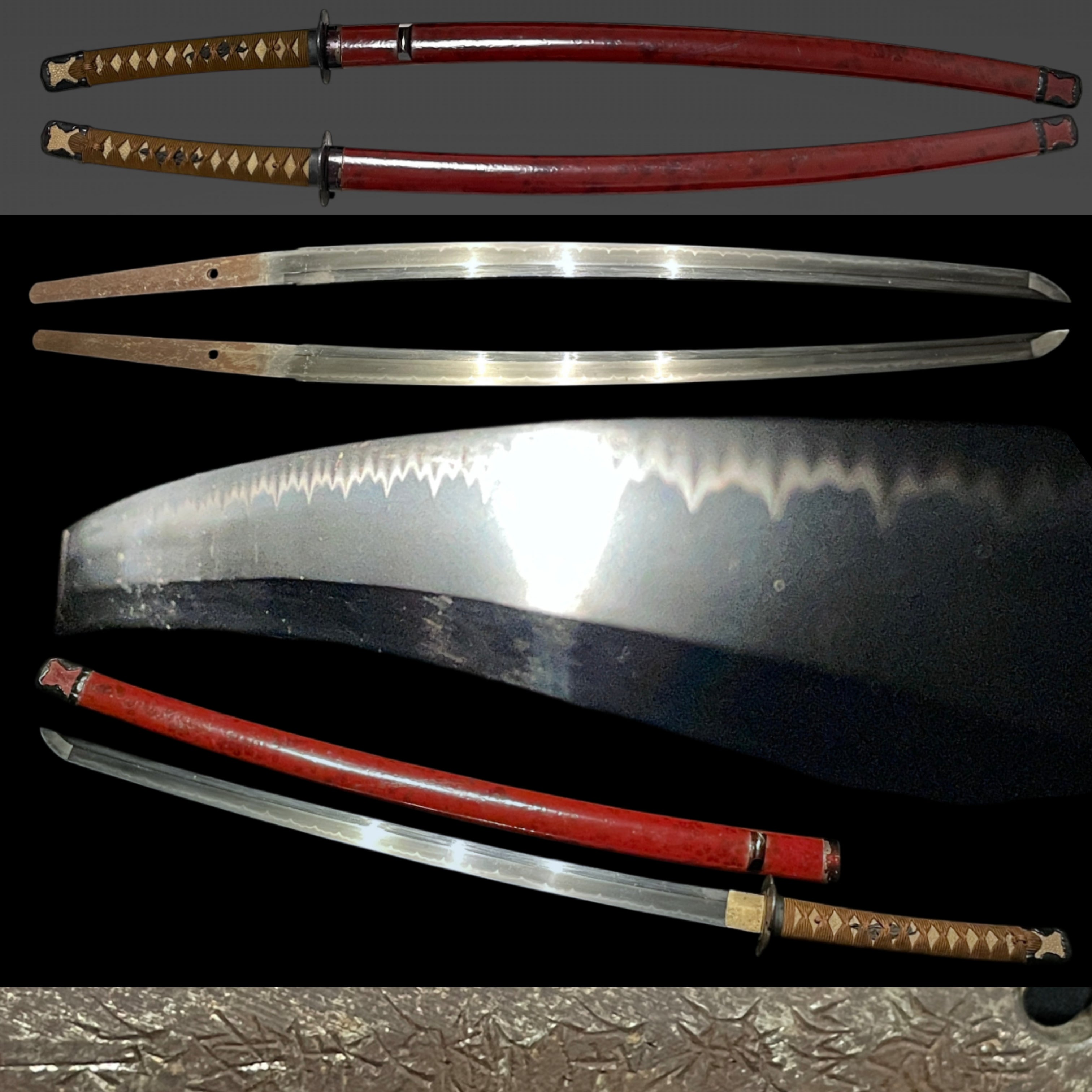 Red Handachi-Koshirae Wakizashi, Noshusekiju Kaneyoshi 濃州関住兼義 signed ...