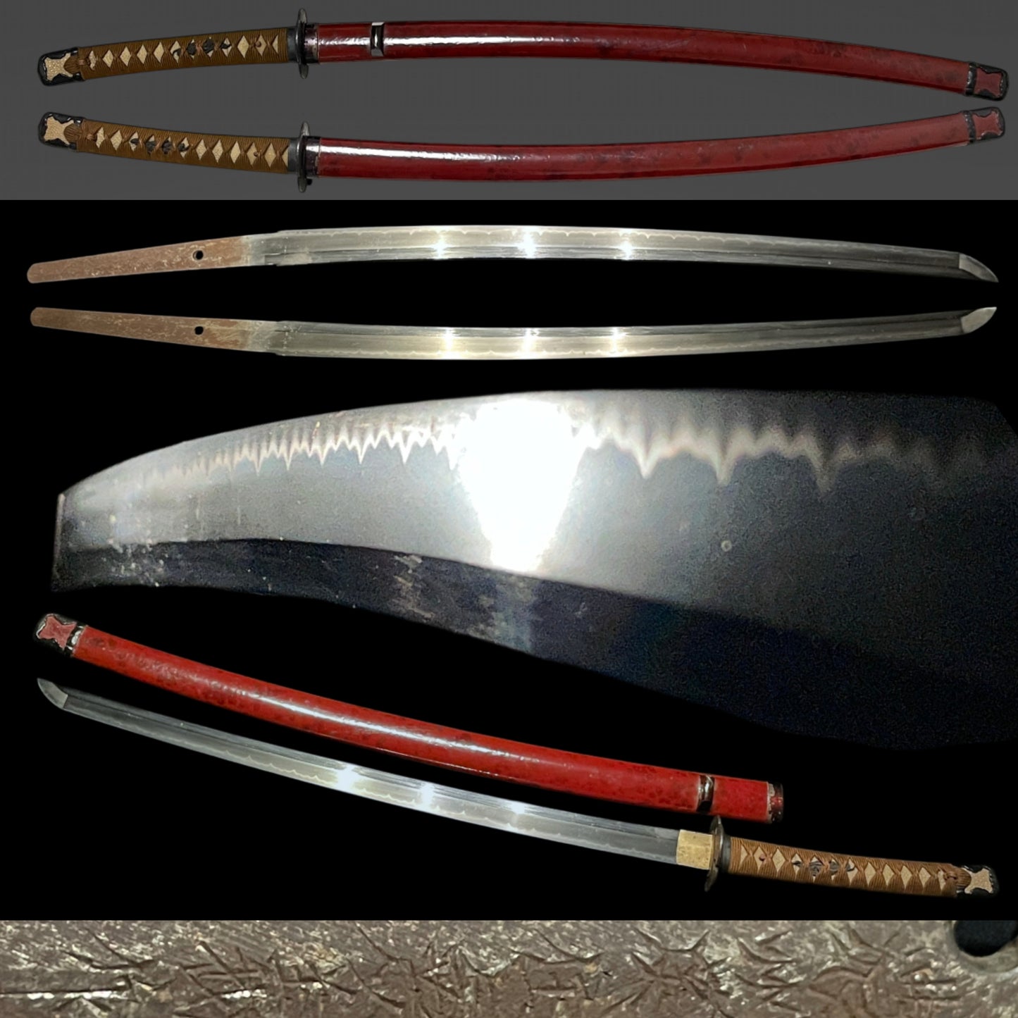 Red Handachi-Koshirae Wakizashi, Noshusekiju Kaneyoshi 濃州関住兼義 signed, Showa period