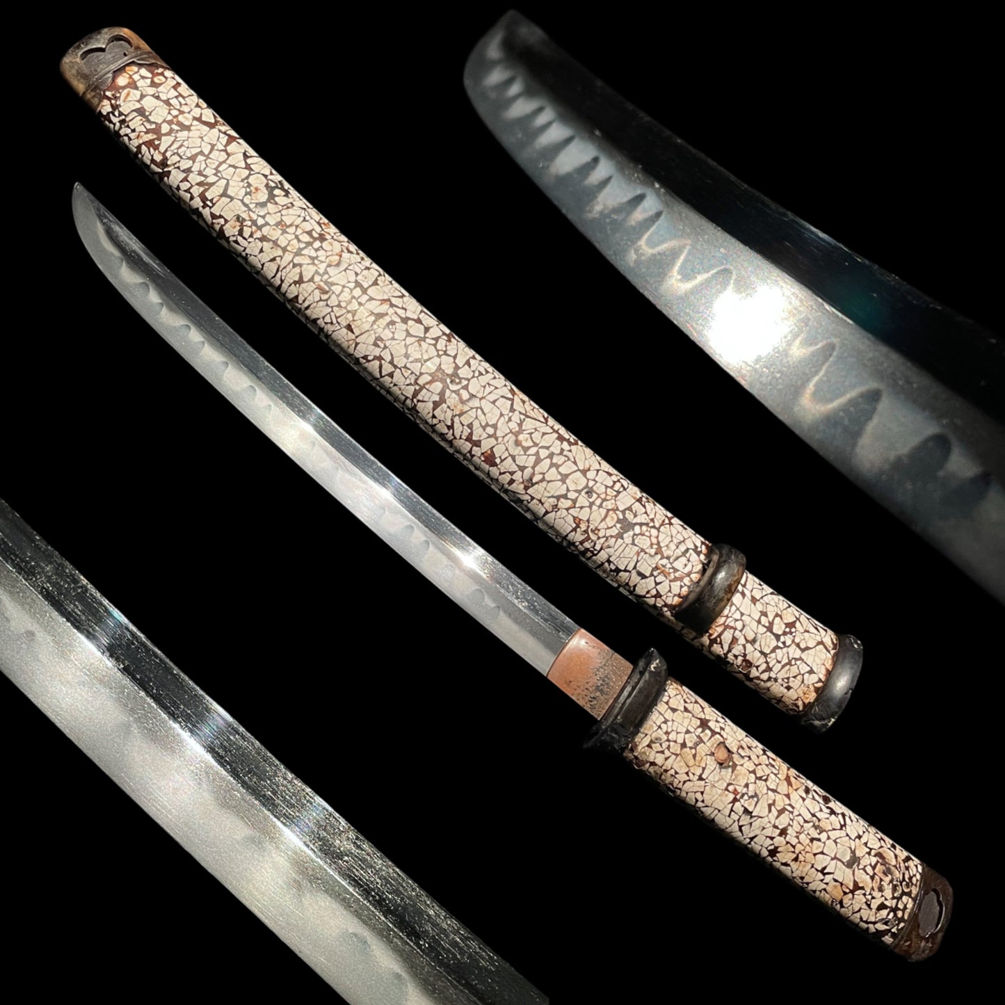 Rare Style Rankaku Koshirae 卵殻拵, Aikuchi Tanto, Edo period mumei