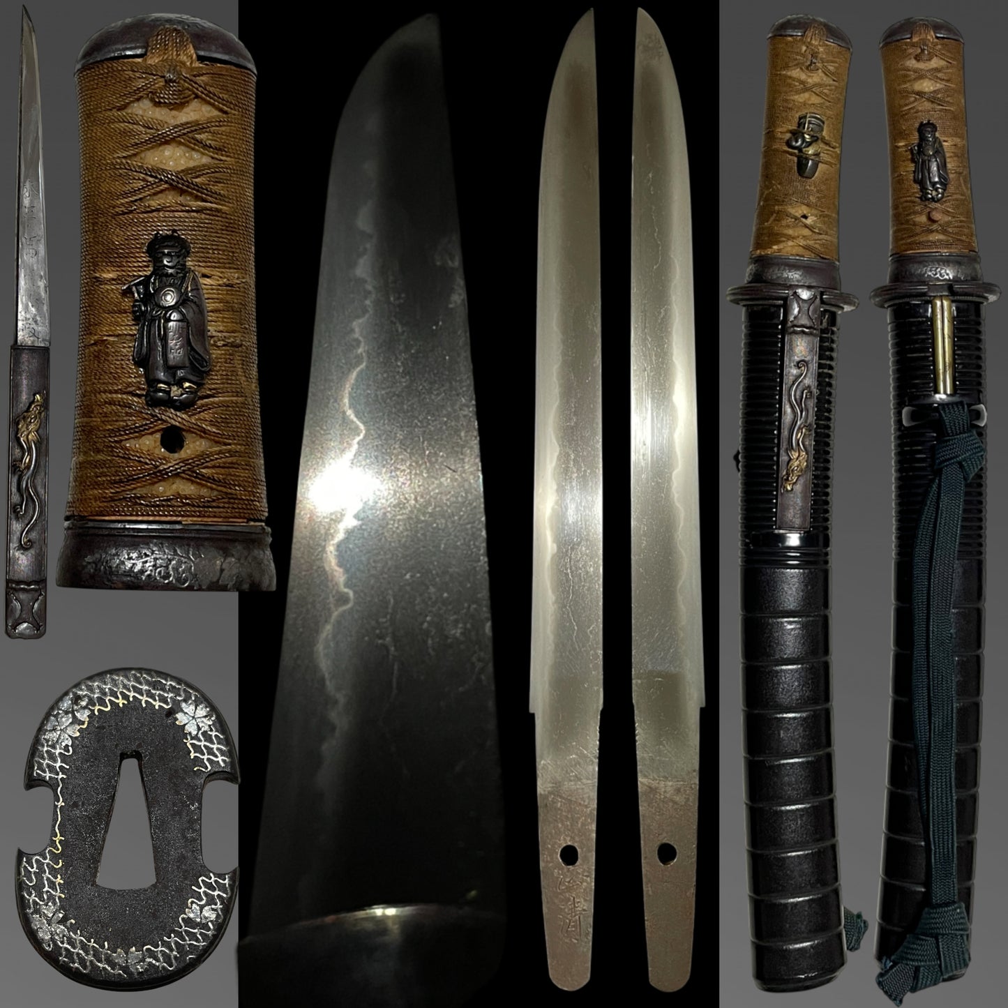 YOROIDOSHI 鎧通し TANTO, Masakiyo 正清 signed, Very Thick blade, with Kozuka and Kogai, Edo period