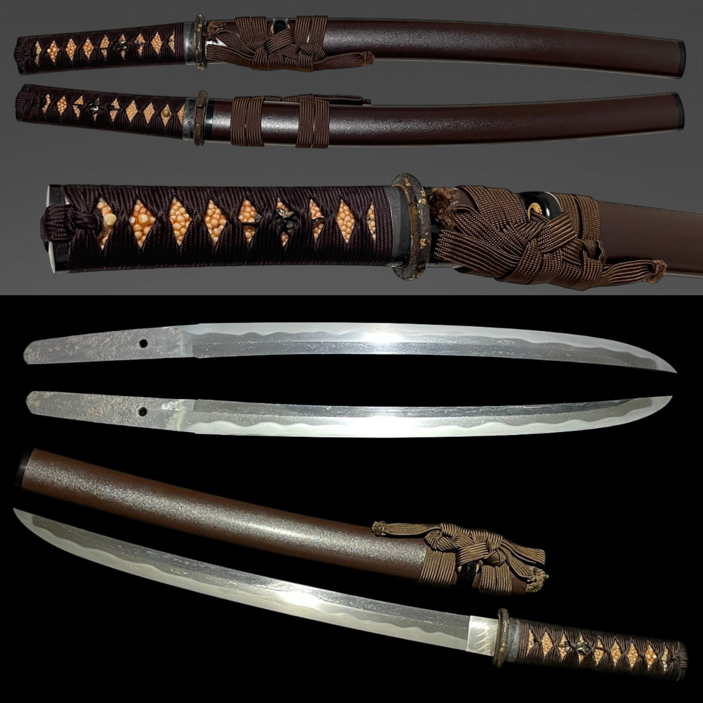 Shobuzukuri Wakizashi 菖蒲造脇差, Gold inlay Tsuba, Edo period mumei