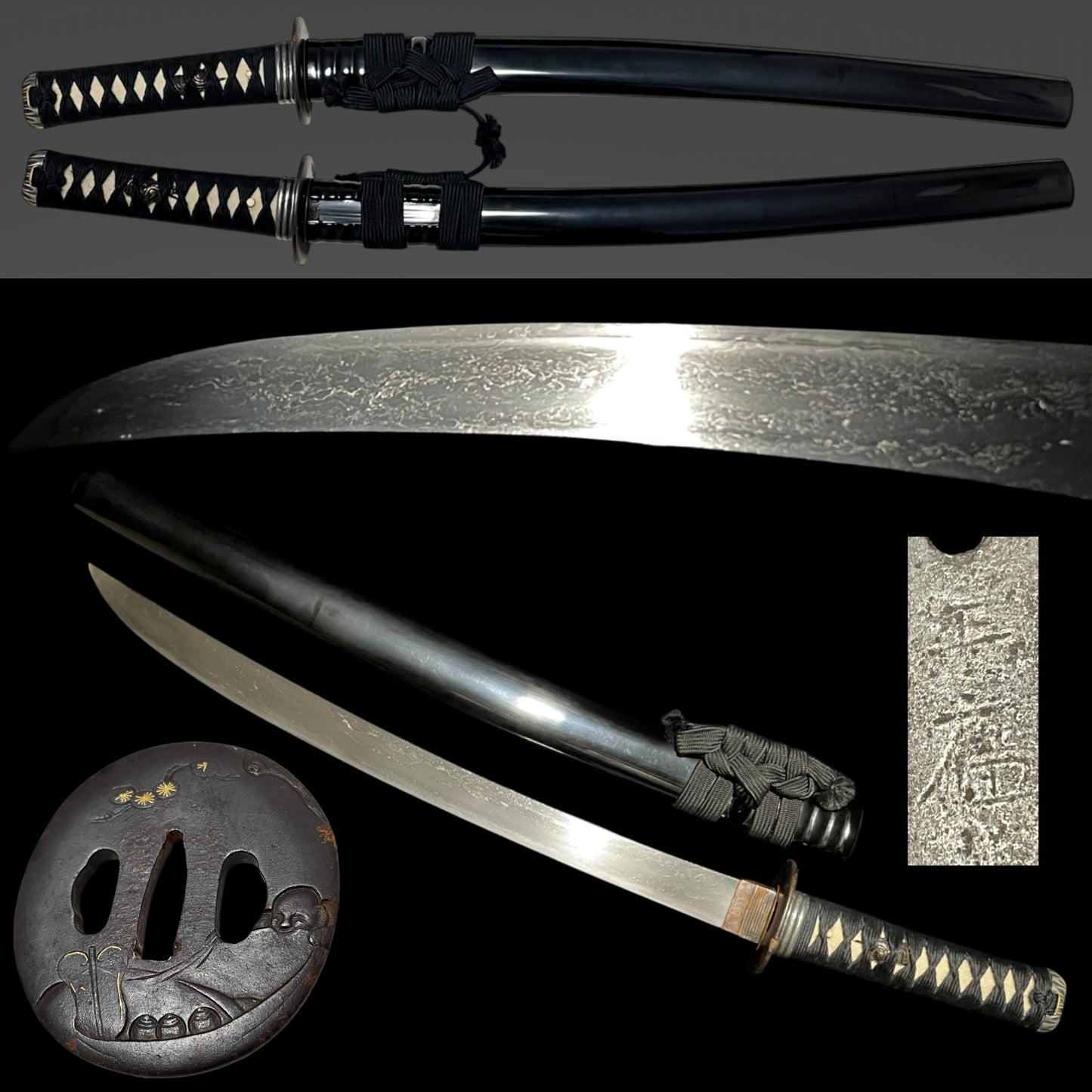 Wide Hirazukuri Wakizashi, Masahiro 正廣 signed, Hotei Tsuba 布袋鍔, Muromachi period mumei