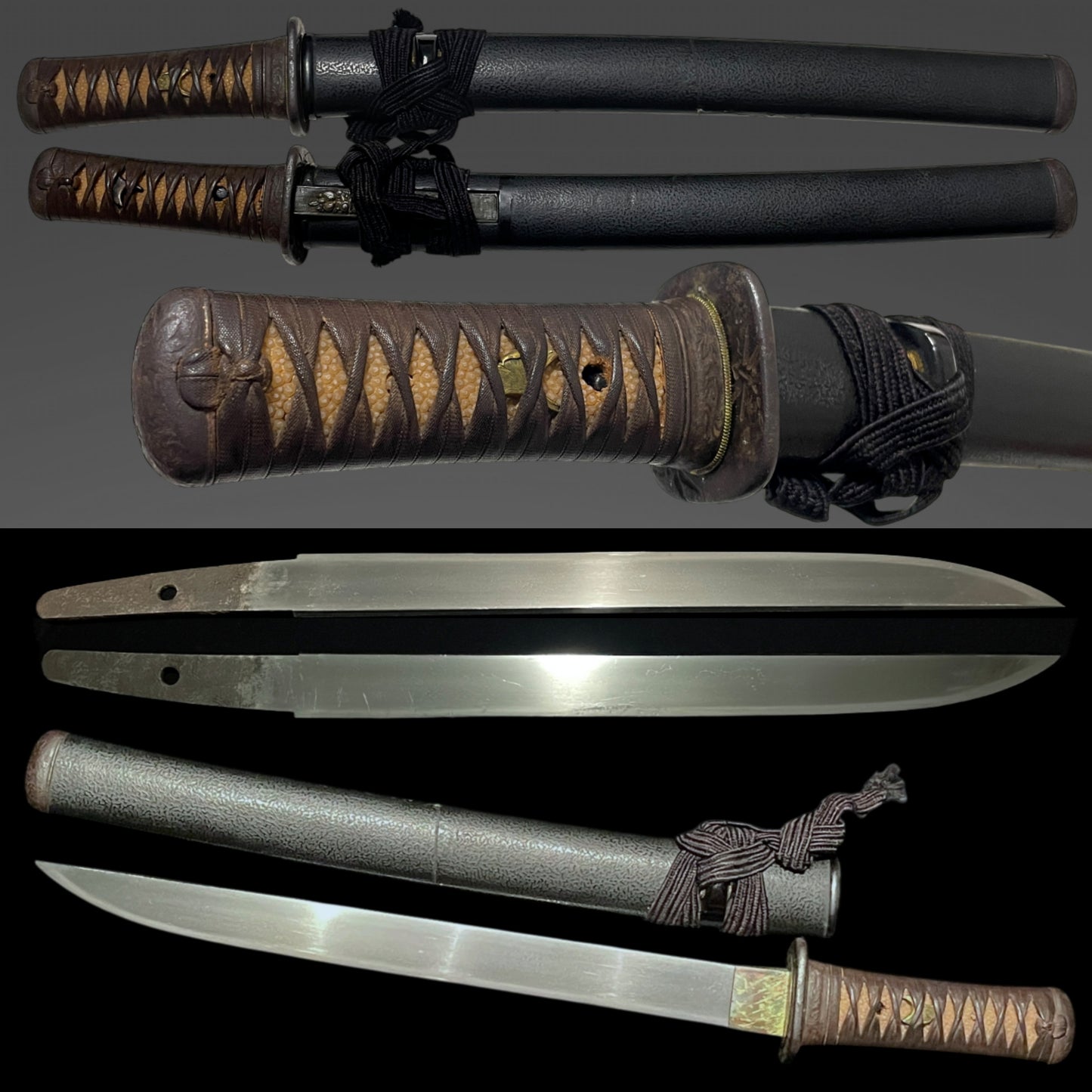 Sunnobi-Tanto 寸延短刀 with Kozuka, Dragonfly Tsuba, Ginkgo Menuki, Late Edo period mumei