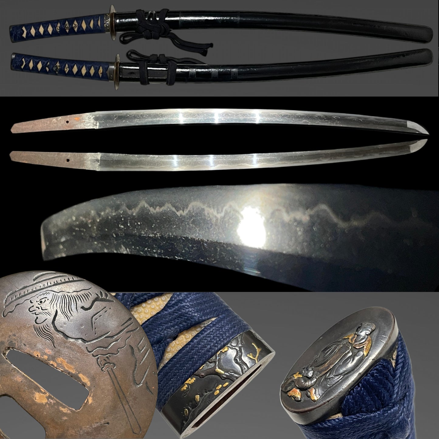 Long Wakizashi, Copper Tsuba, Shibuichi Fuchikashira, Edo period mumei