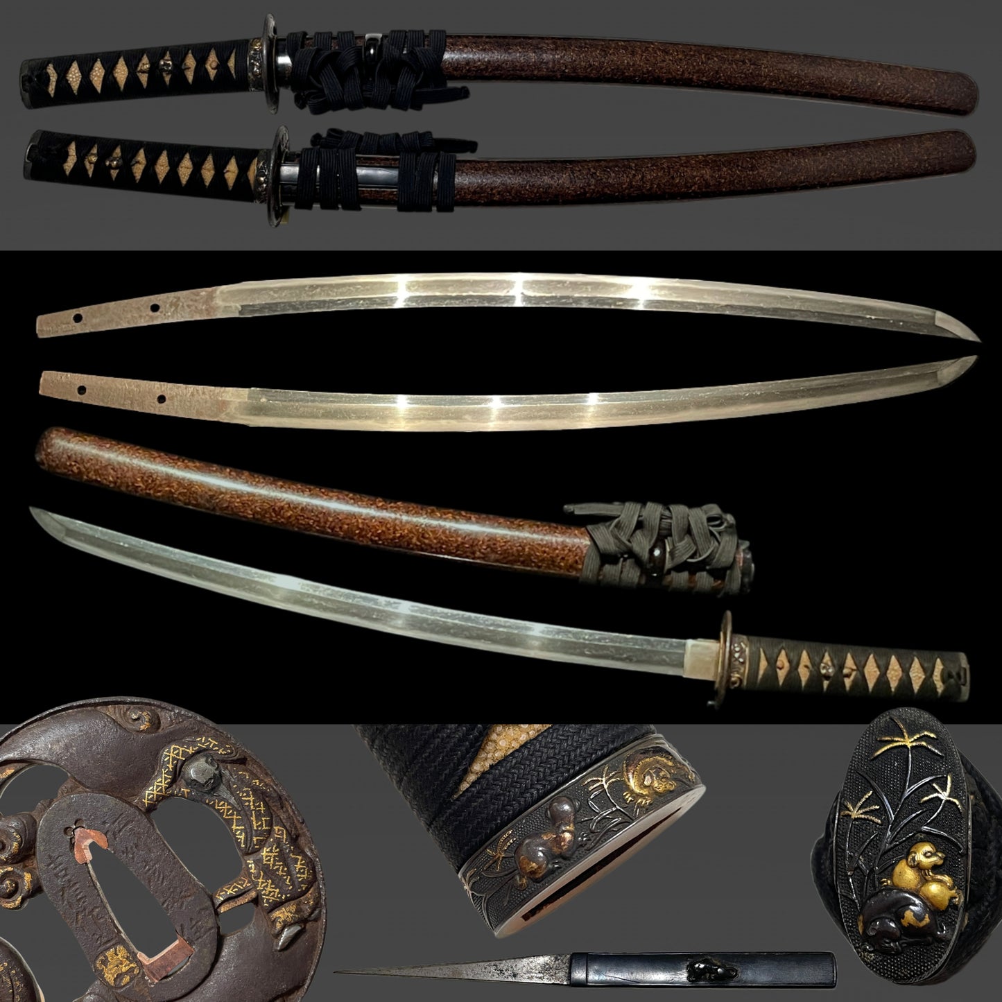 Sadamune 貞宗 signed Wakizashi, Dog Fuchikashira, Shakudo Kozuka, Edo period