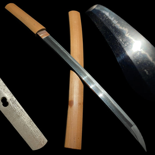 Ookissaki 大切先 Wakizashi, Bicchuju Kunitomo 備中住国友 signed, Wide blade