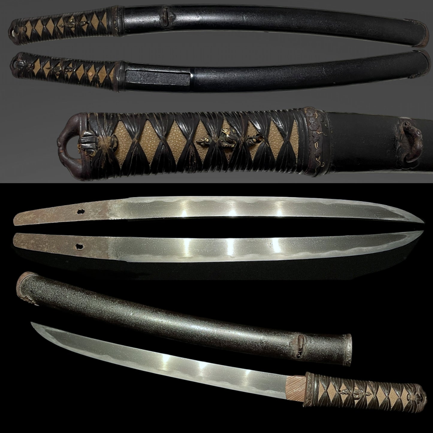 Aikuchi Koshirae 合口拵, Sunnobi-TANTO 寸延短刀, Iro Fittings, Edo period mumei