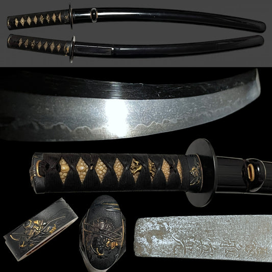 Osafune Yasumitsu 長船安光 signed WAKIZASHI, Samurai Fuchikashira, Muromachi period