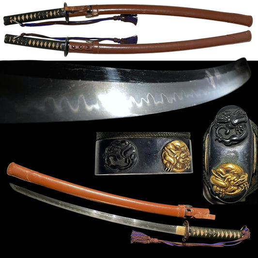 Dragon Fittings Ryakushiki-GUNTO 龍一作略式軍刀, Blade is Edo Wakizashi, with Tassel