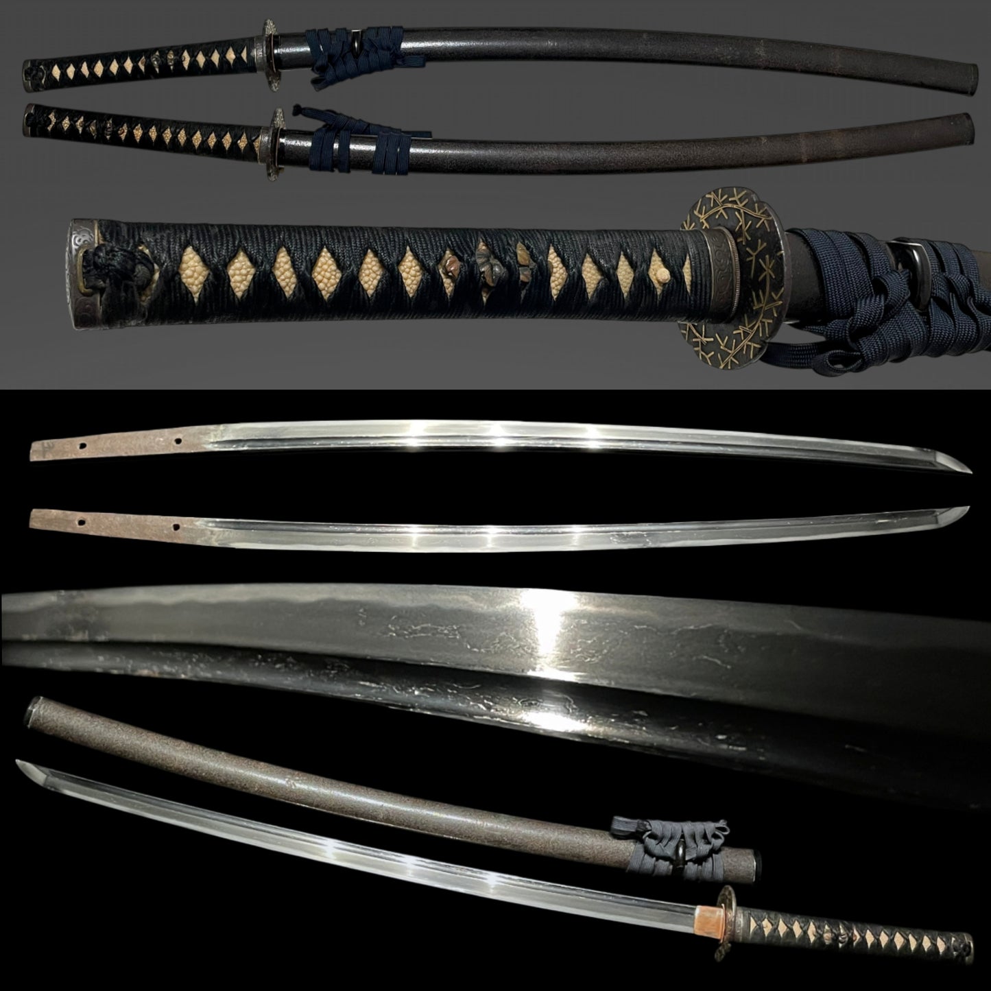 Bohi 棒樋 KATANA, Gold inlay TSUBA, Edo period mumei