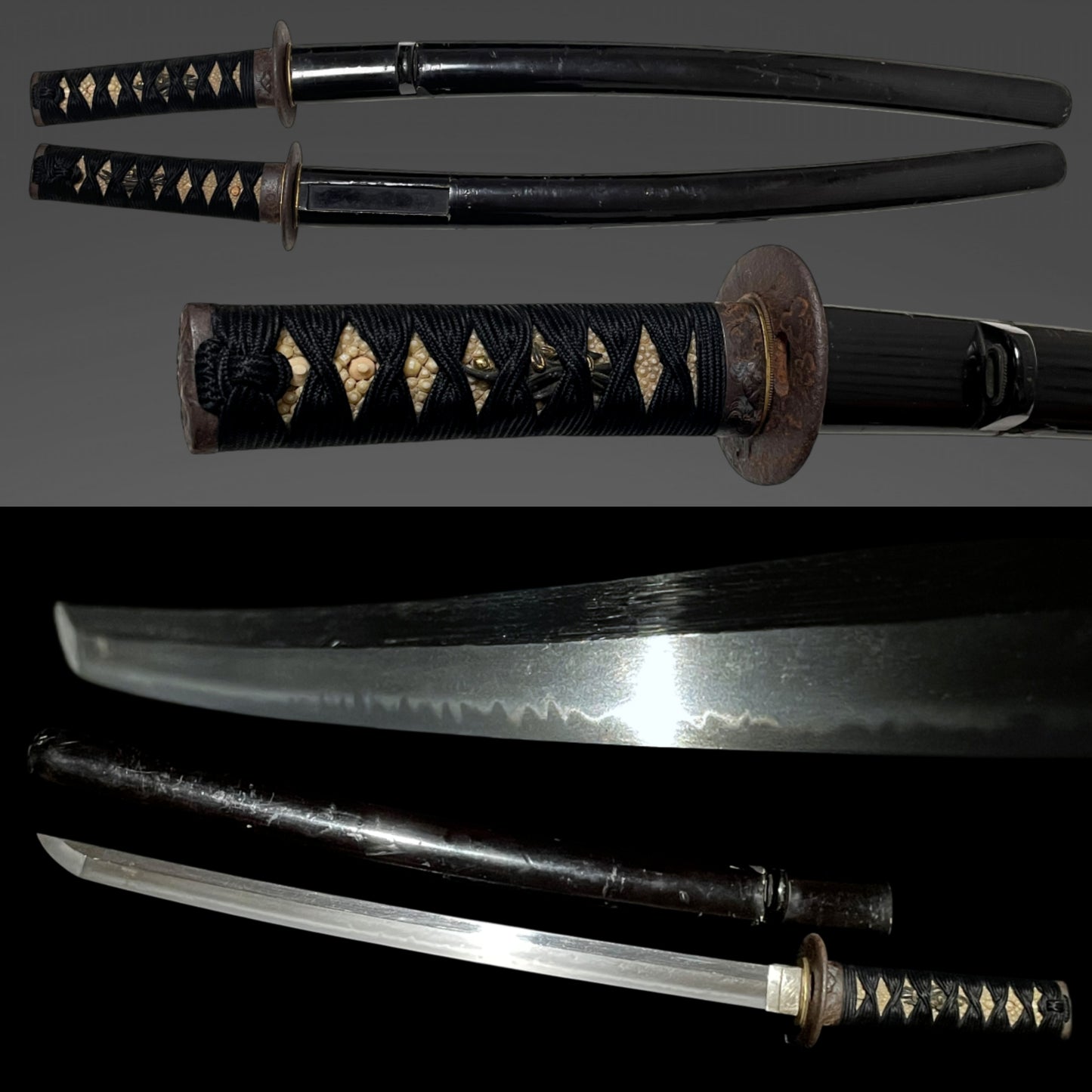 Short Black Wakizashi, Dragon Kashira, Edo period mumei