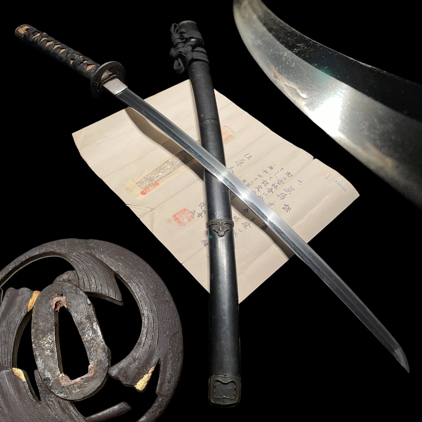 KAMAKURA period Tegai 手掻 Wakizashi, Handachi Koshirae, NBTHK Certificate, with Shirasaya