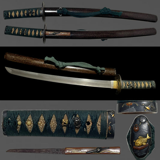 High-grade Fittings Kanemoto 兼元 signed Wakizashi,, Edo period