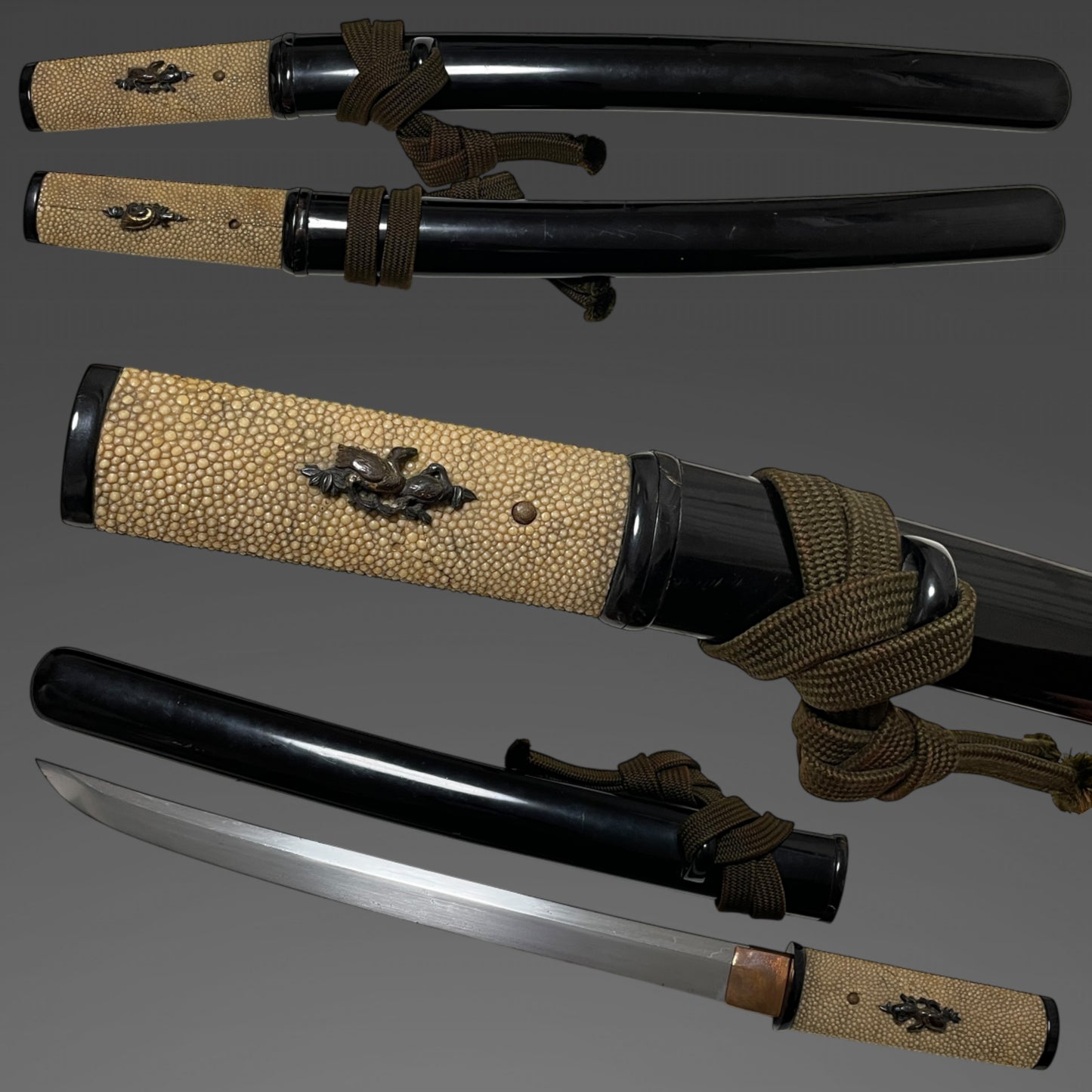 Aikuchi Tanto 合口短刀, Cormorant Menuki 鵜目貫, Edo period mumei