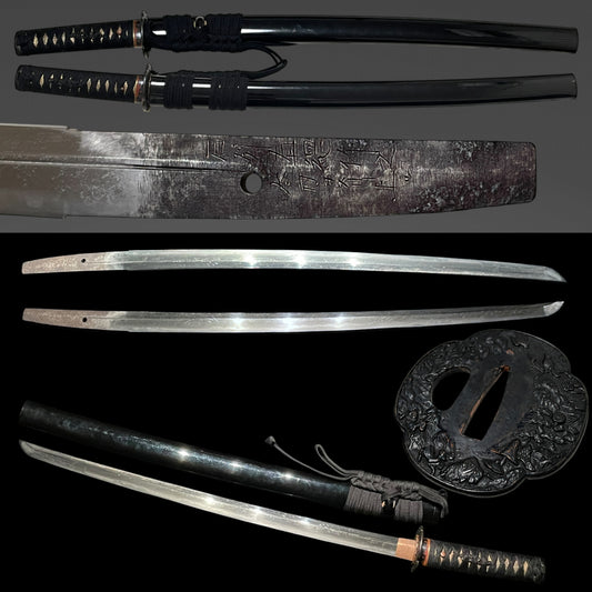 Bonji 梵字 Horimono Long Wakizashi, 石州直綱作之 太刀ヲスリ上ル 文化六年二月吉日 signed, Edo period