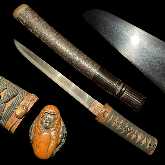 Darum Kashira 達磨頭 TANTO, Copper Fittings, Edo period mumei