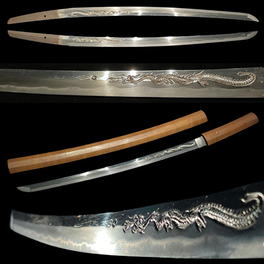 HORIMONO Tamaoi-Ryu Dragon Wakizashi, Edo period mumei