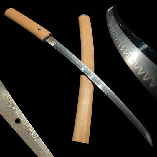 Sanjo Munechika 三條宗近 signed, Oozori 大反り Wakizashi, Late Edo Bakumatsu era.