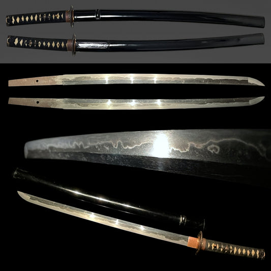 Straight Wakizashi, Ginkgo Tsuba 銀杏鍔, Edo period mumei