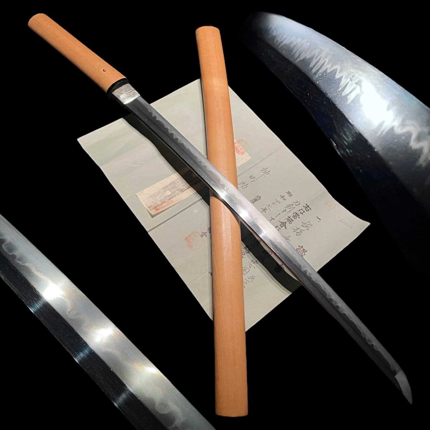 Inshu Tadakuni 因州忠国 Long Wakizashi,Gunome-Choji Hamon 互目丁子刃文,  NBTHK Certificate