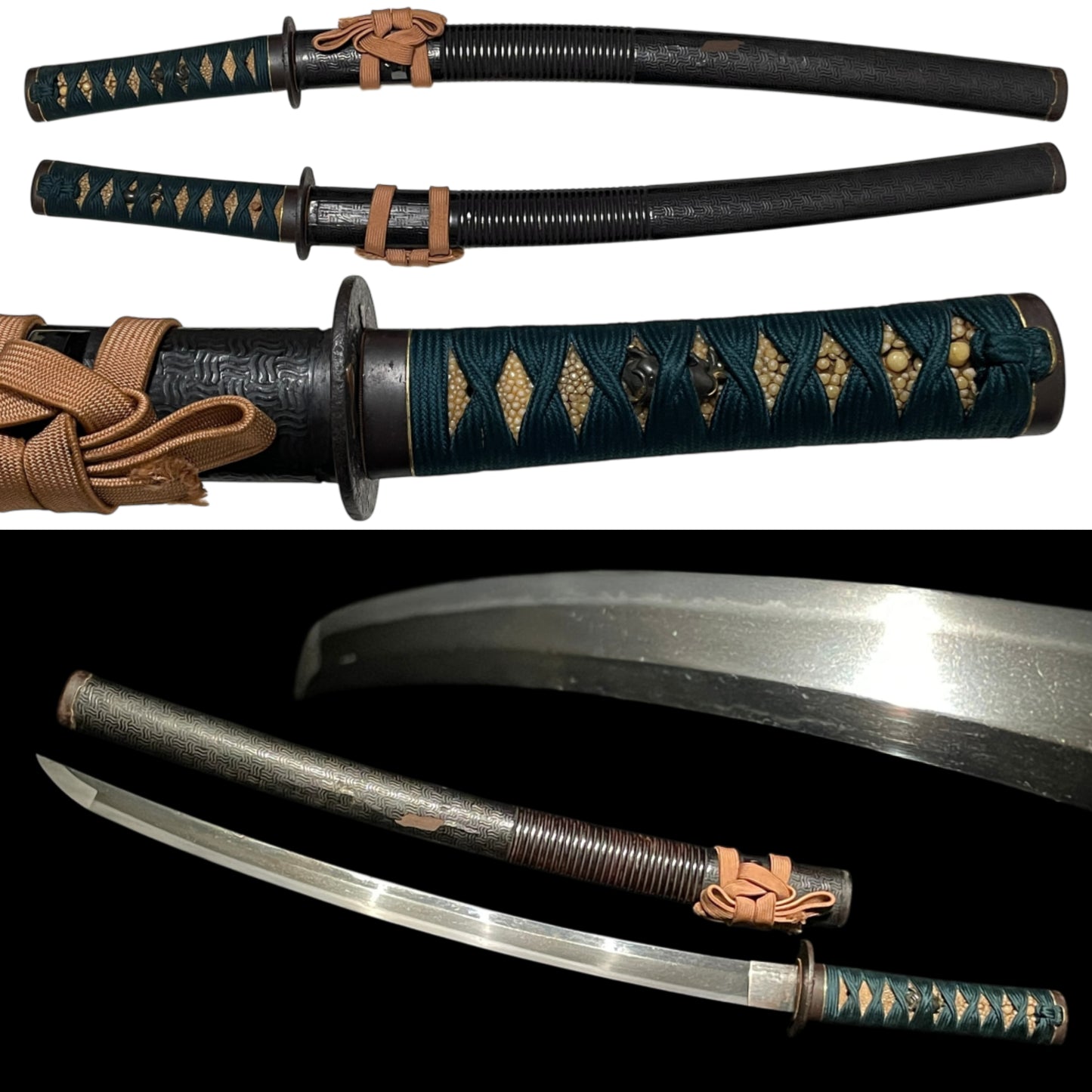 Bishuosafune Yukimitsu 備州長船行光 signed WAKIZASHI,Buffalo Menuki and Gourd Tsuba