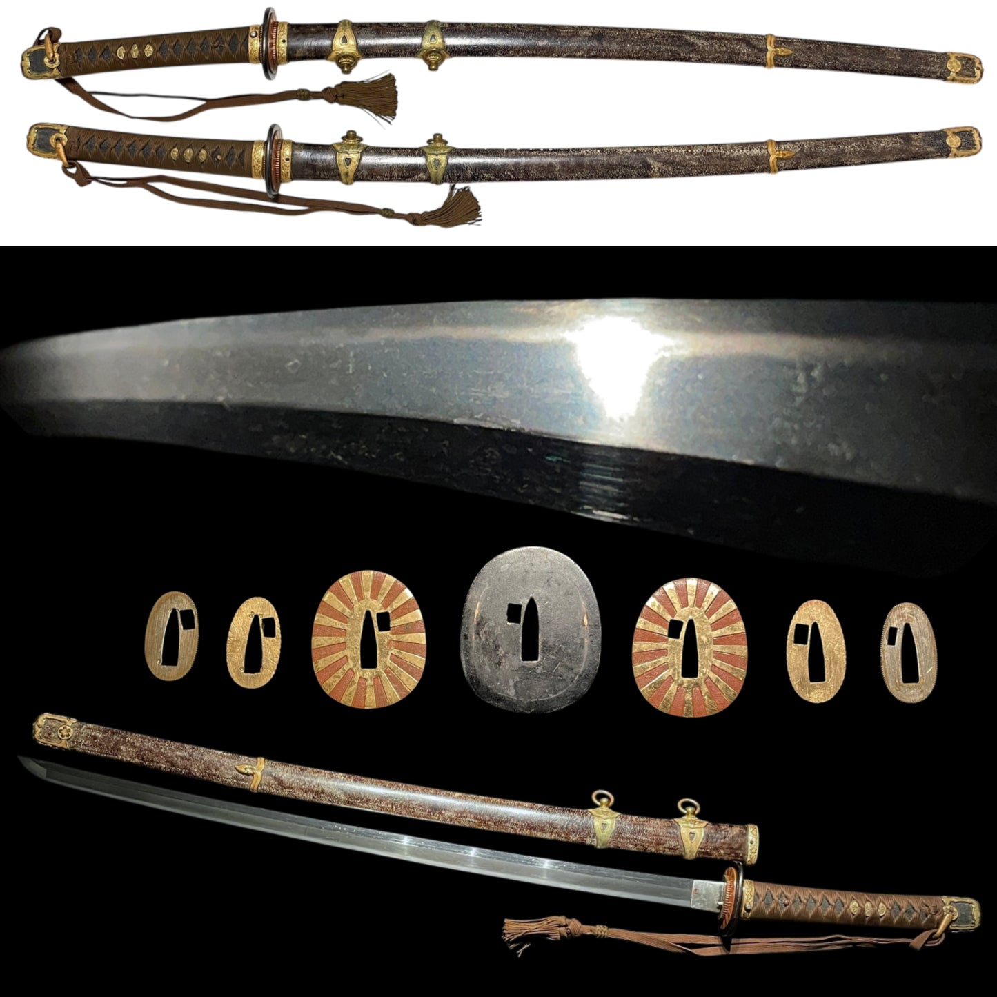 NAVY GUNTO 海軍刀, Custom-made Koshirae, Rising sun Seppa, Japanese Military Sword