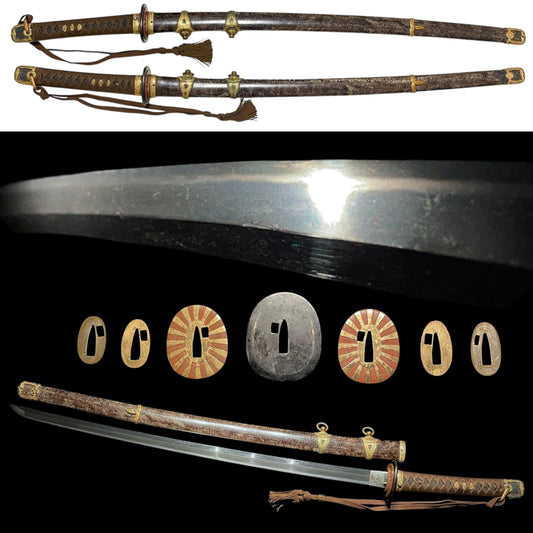 NAVY GUNTO 海軍刀, Custom-made Koshirae, Rising sun Seppa, Japanese Military Sword