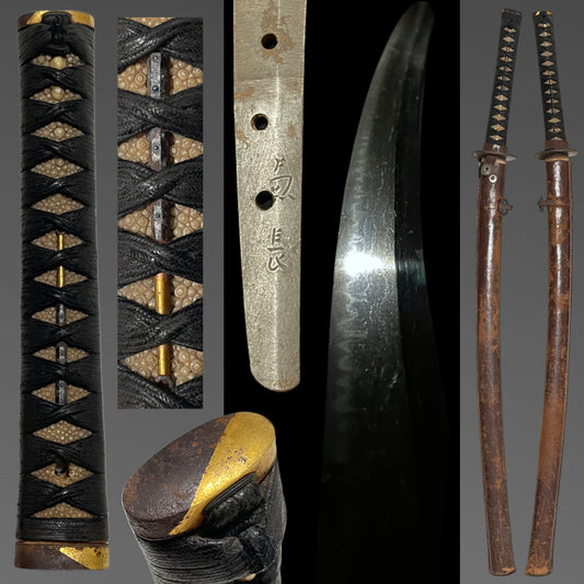 Kaenaga 兼長 signed Ryakushiki-GUNTO, 金棒 Kanabou Menuki, Dragon Tsuba