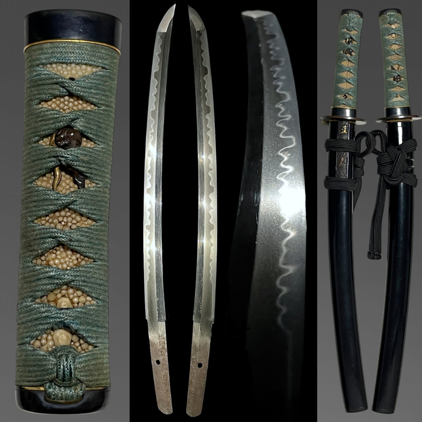 Amazing Hamon Wakizashi, Yokoyama Kozukedaijo Fujiwara Sukesada 横山上野大掾藤原祐定 signed