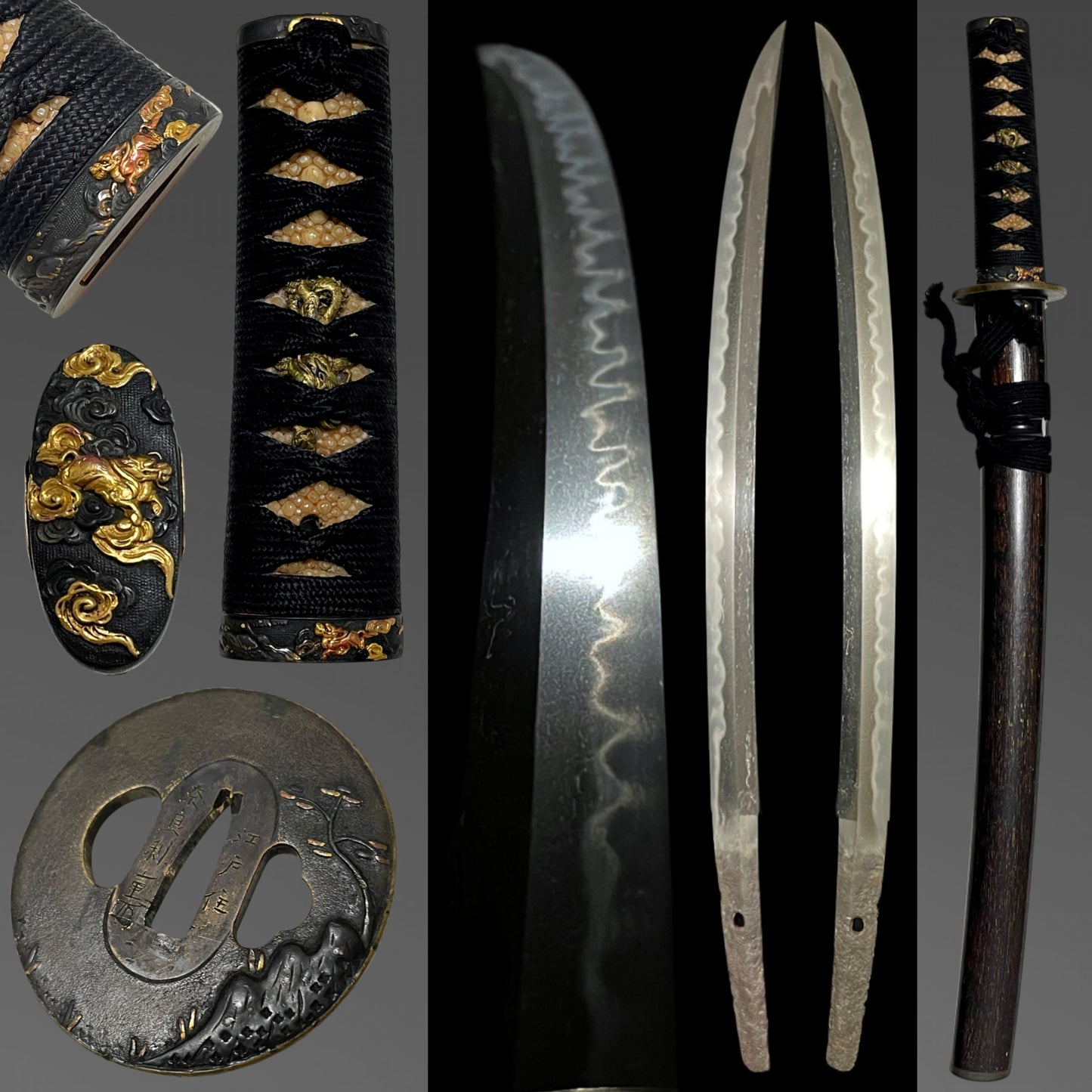 Nagamaki Naoshi Style Wakizashi, Signed Shibuichi Tsuba, Muromachi period mumei