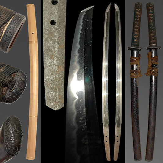 Mutsunokami Kaneyasu 陸奥守包保 (Hidarimutsu 左陸奥) signed Long Wakizashi, Early Edo period