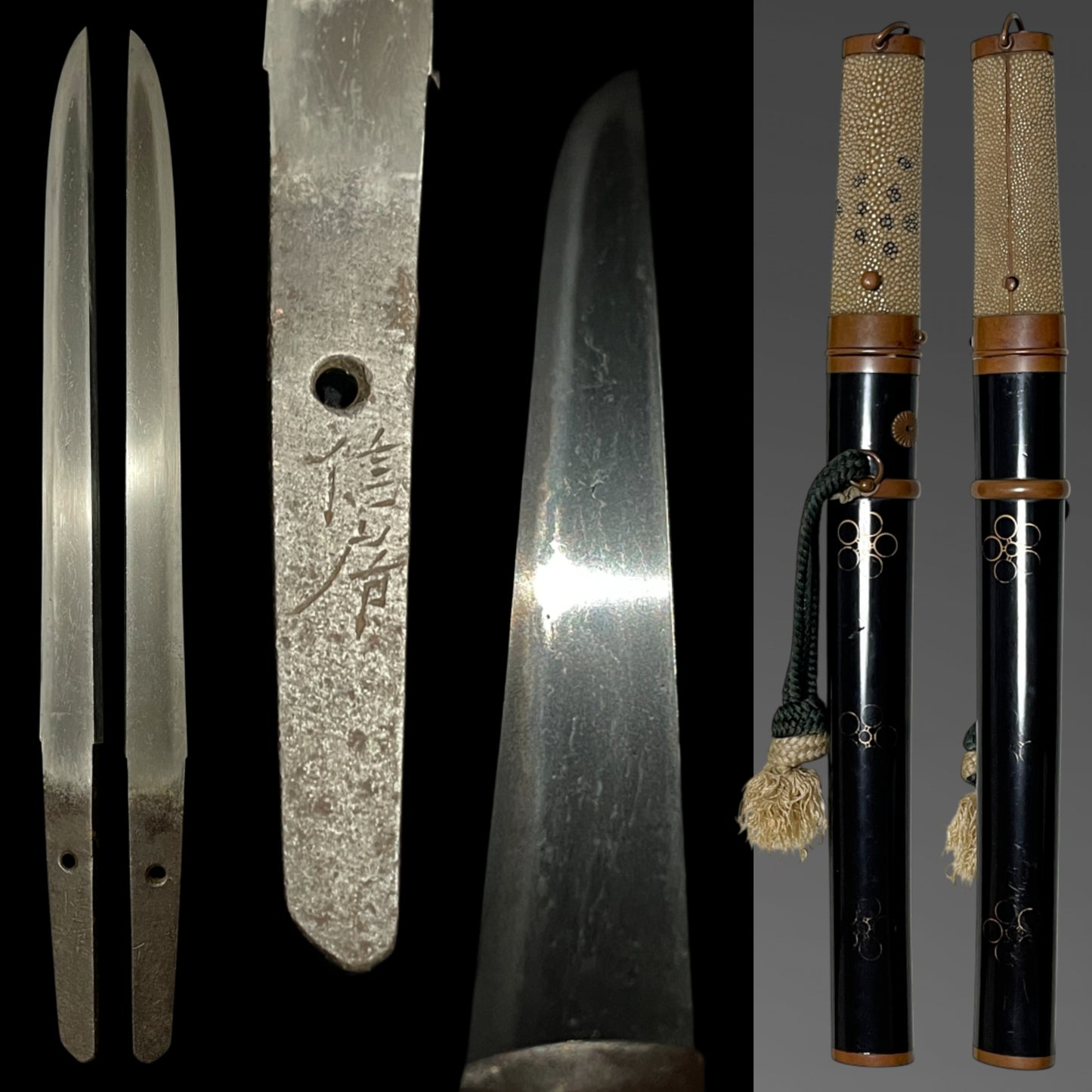 Yoroidoshi 鎧通し TANTO, Nobufusa 信房 signed, Thick Blade, Copper Fittings, Muromachi period