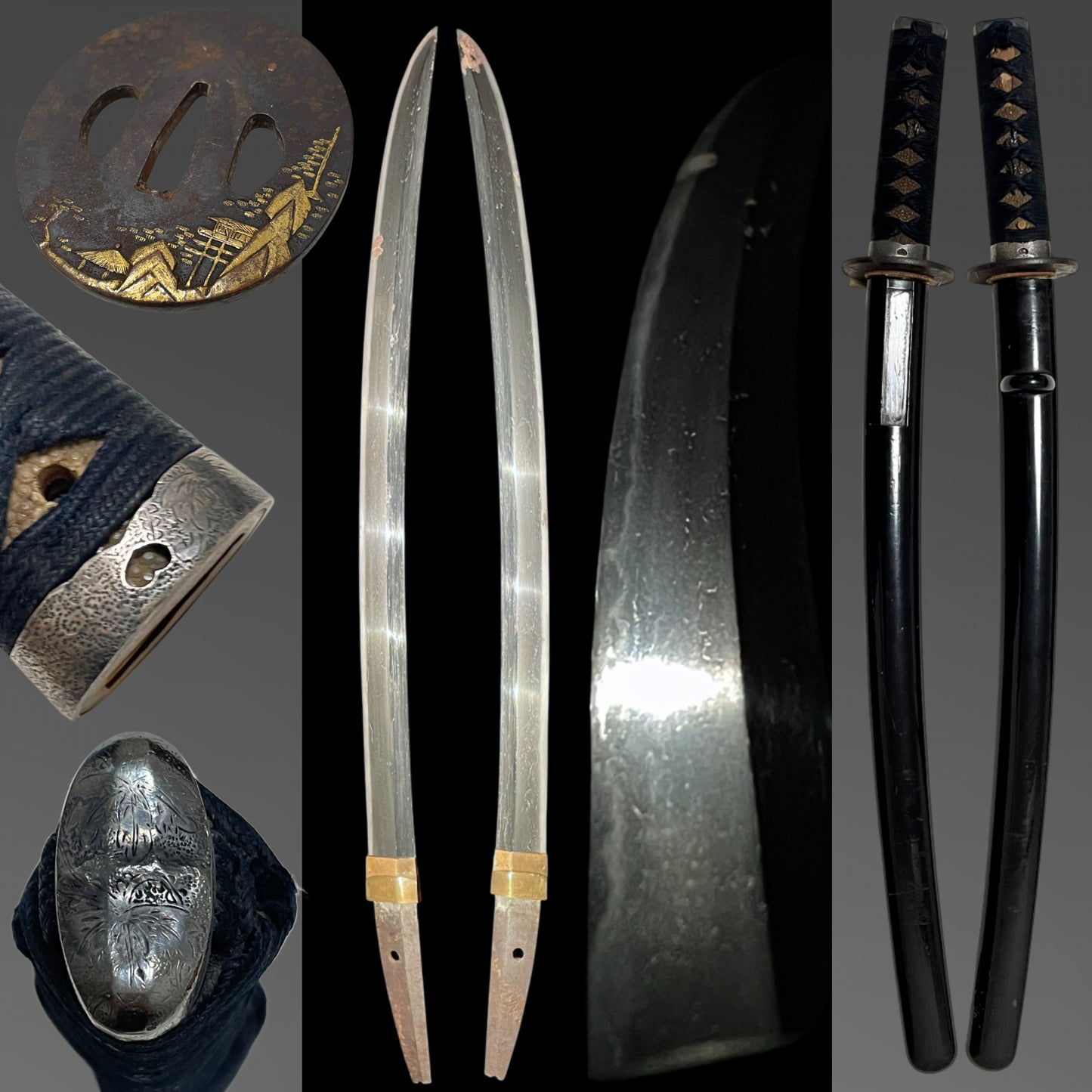 Naginata Naoshi 薙刀直し Wakizashi, Silver Fuchikashira, Muromachi period mumei