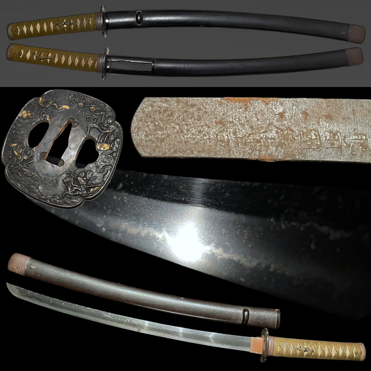 Hizenkokuju Tadayoshi 肥前国住忠吉 signed WAKIZASHI, Moth Large Kojiri, Edo period