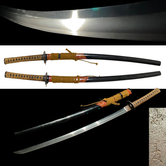 Rugged Katana, 忠友 signed Tsuba, Heavyweight Blade 735g, Showa period