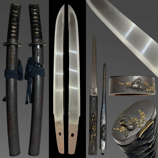 Deer Fuchikashira Thick TANTO, with Kozuka Kogai, Late Edo period mumei