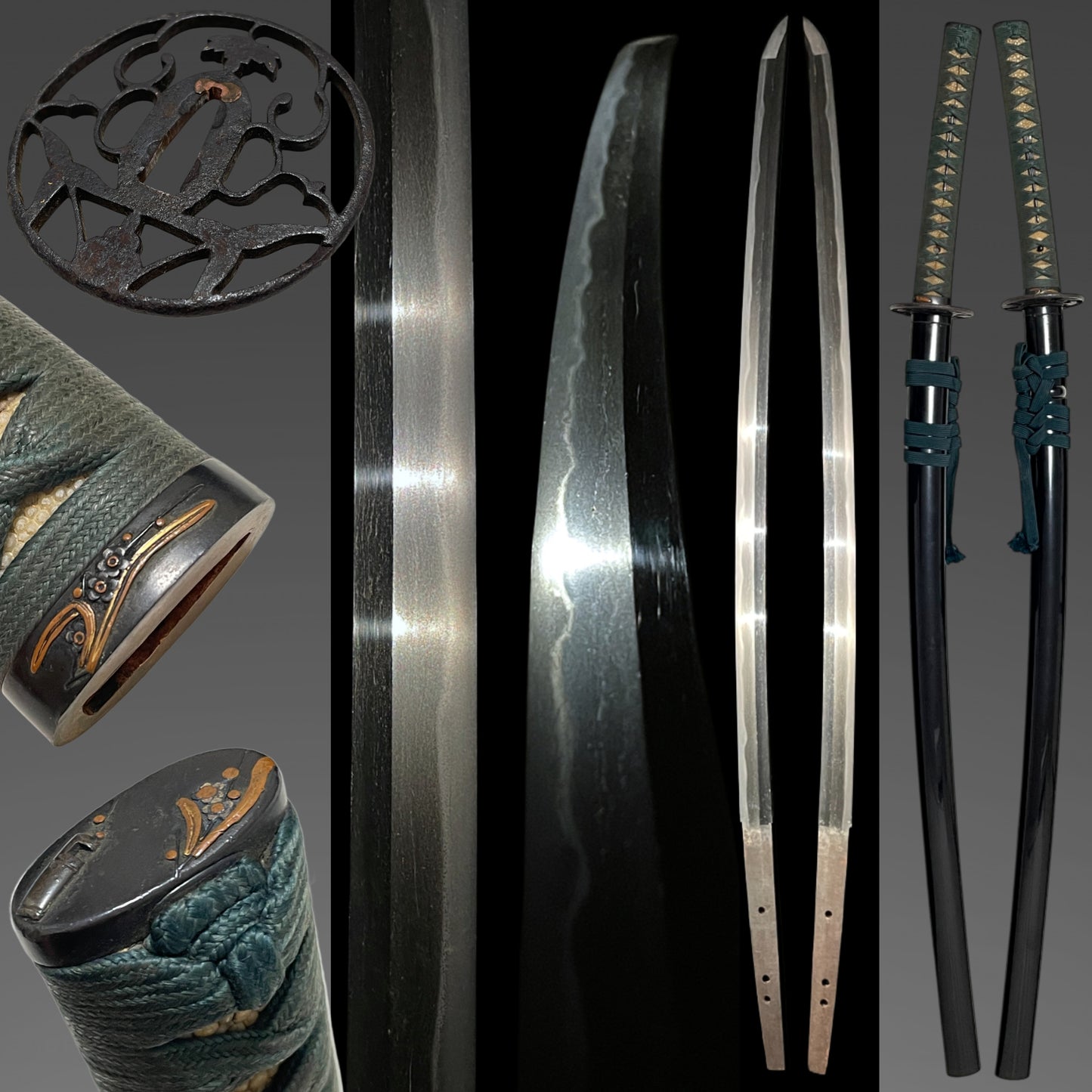 Masamehada 柾目肌 KATANA, Flowers and Vase Fuchikashira, Edo period mumei