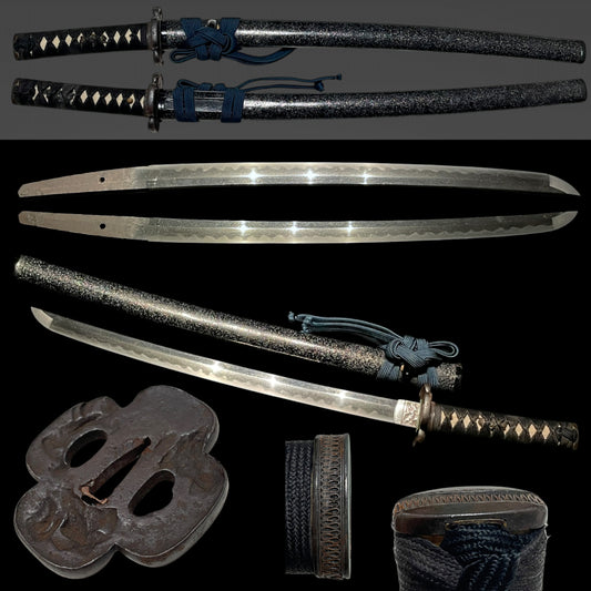 Aogaimijin-Saya 青貝微塵鞘 Wakizashi, Thick Tsuba, Edo period mumei