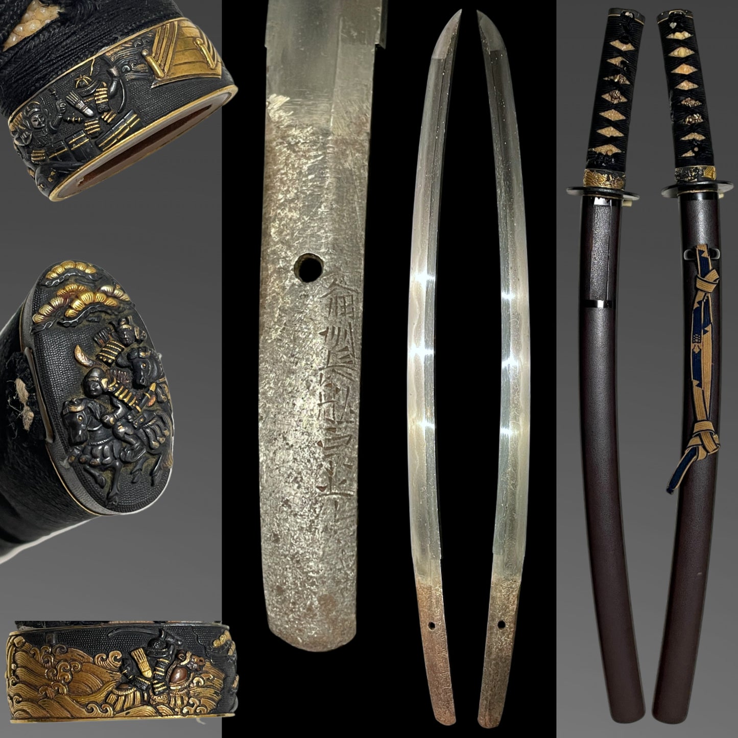 Bishuosafune Munemitsu 備州長船宗光 signed Wakizashi, Samurai Fuchikashira, Muromachi period