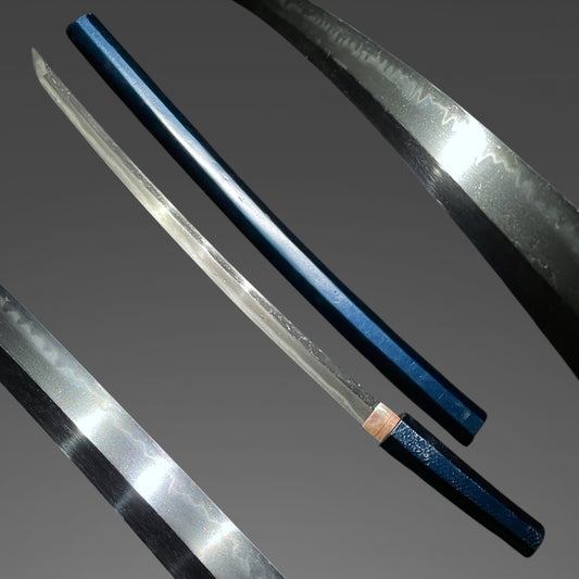 Togarigunome 尖互目 Hamon Wakizashi, Edo period mumei, Aozaya
