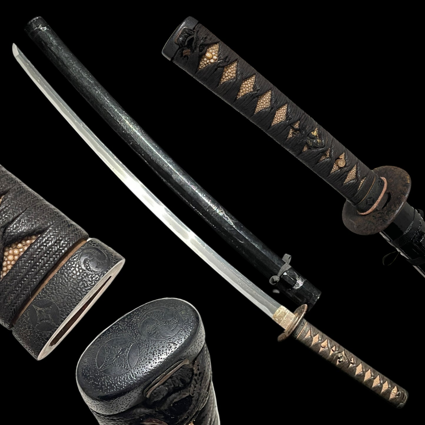 Family crest Fuchikashira Black KATANA, Late Muromachi period mumei