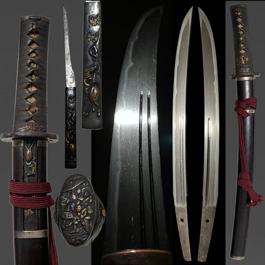 Yamatodaijo Fujiwara Masanori 大和大掾藤原正則 signed Wakizashi, Horse Kozuka, Edo period