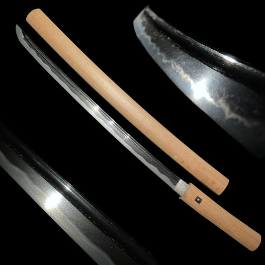 Kakinagashi-Hi 掻き流し樋 Wakizashi in Shirasaya, Edo period mumei