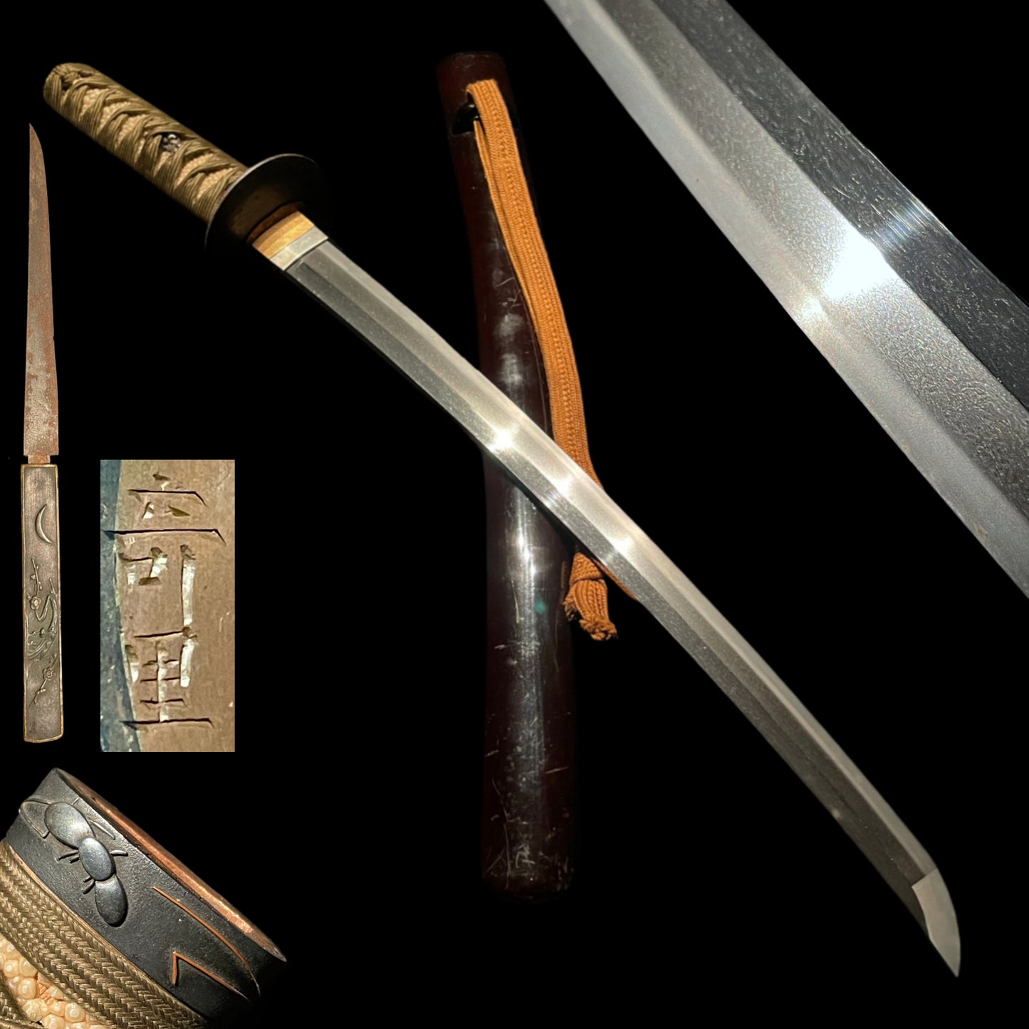 Wakizashi with KOZUKA, 盛 Mori signed, Edo period