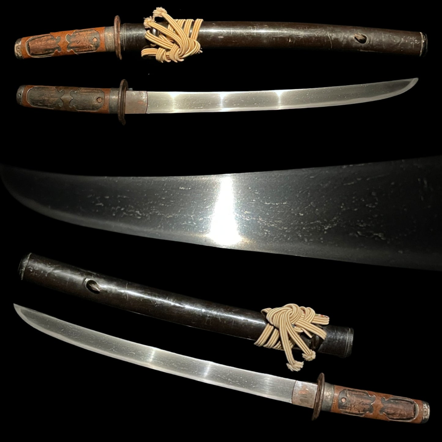 Hirazukuri Wakizashi 平造脇差, Ukyozuka 右京柄, with Shirasaya, Edo period mumei