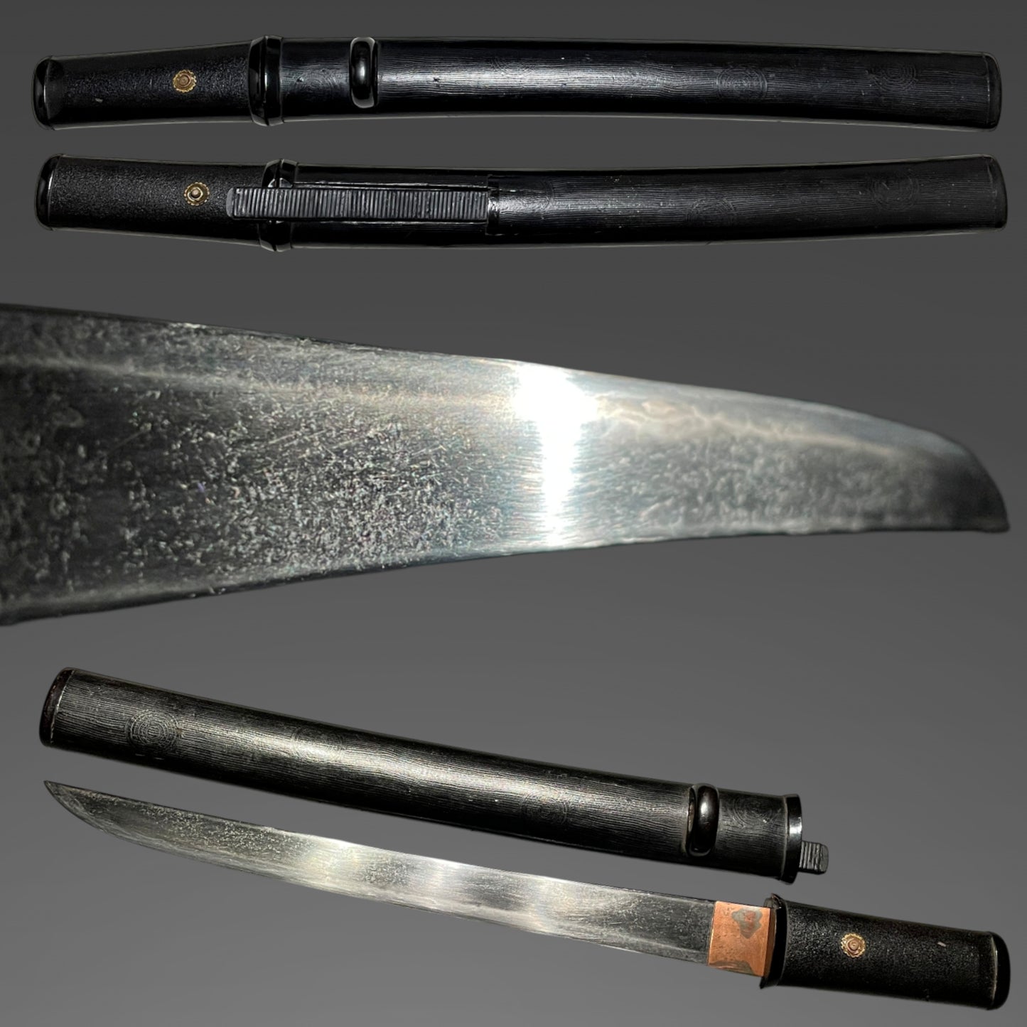 Black Aikuchi TANTO with Kozuka, Edo period mumei